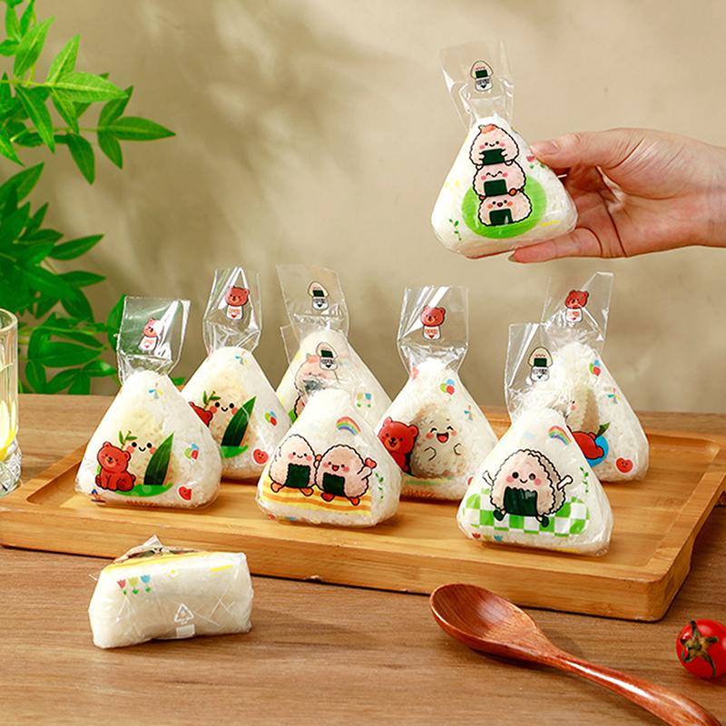 50Pcs Lovely Cartoon Japenese Triangle Rice Ball Packaging Bag Nori Onigiri Sushi Bag Sushi Making Mold Bento Accessories