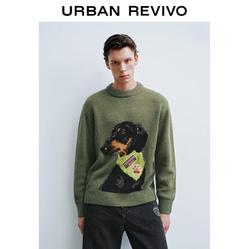 

UR Men s Winter Cute Pet Jacquard Embroidered Round Neck Sweater S