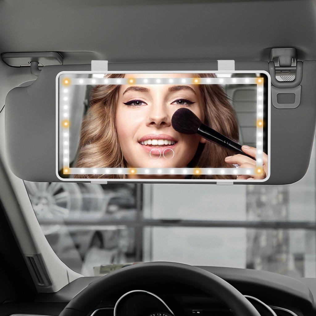 Feisate Car Sun Visor Mirror with LED Makeup Mirror Stepless Universal Design White Lights, Retrofittable, Compatible, Dimming, (Passenger