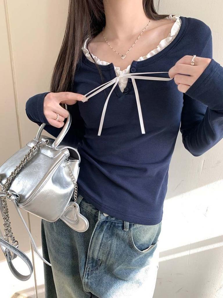 Women's T-shirts Long Sleeve Top with Fitted Clothing Casual Wear