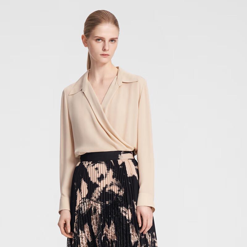 ELLASSAY Elegant Overlap Collar Blouse XS