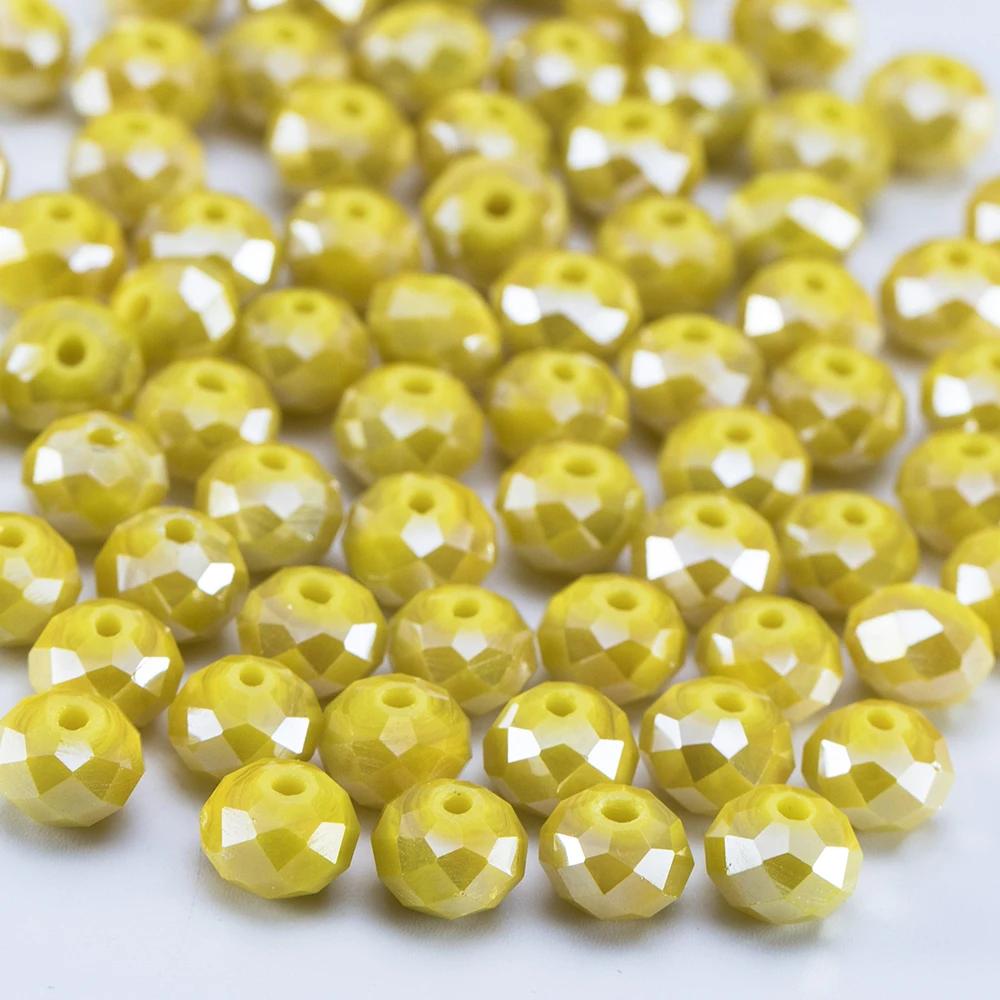 4 6 8 mm Rondell Kristallpärlor Fasetterade Porslinsglas Pärlor Lösa Avståndspärlor för Smyckestillverkning Handarbete Armband Halsband