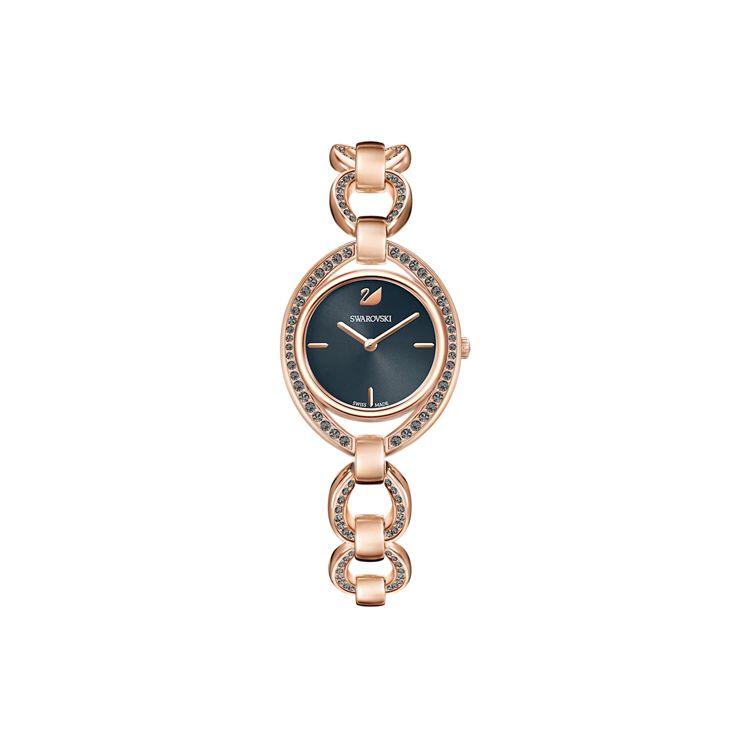 Swarovski Series Watch Quartz Movement Stainless Steel Bracelet Black Dial Womens Diamond-Studded Chain Rose Gold Women watches 5376806 Rose Gold Strap
