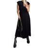 Damen Sommer Rundhals Ärmellos Plissiertes Maxikleid, Elegantes Lässiges Langes Kleid, Einfarbiges A-Linien-Kleid, Perfekt für Strand, Party oder Tägliches Tragen