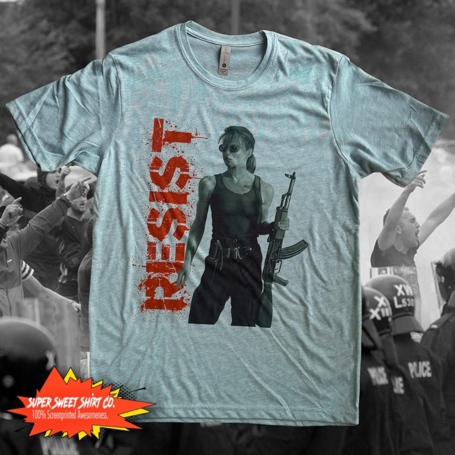 Sarah Connor RESIST T-Shirt | Retro Sci-Fi Resistance Shirt | Cult 80s Movie Inspired Protest Tee | Unisex Graphic Shirt S