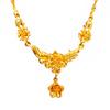 24k Gold Plated Women's Flower Necklace, Vietnamese Sand Gold Bridal Wedding Necklace, Brass Gold Plated Clavicle Necklace for Women