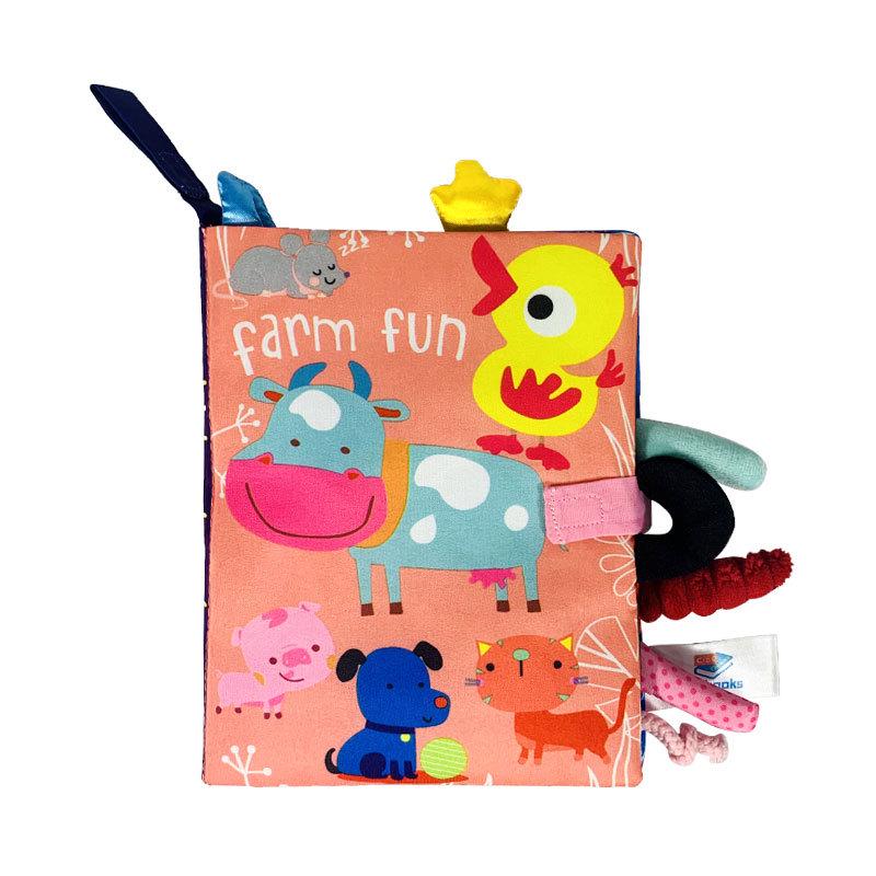 3D Tail Baby Cloth Book - Tear-Proof, Black & White/Red Crinkle Toy for Kids