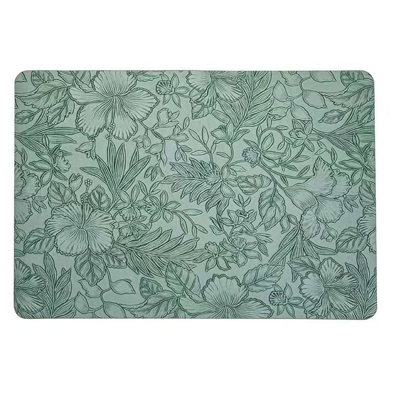 Placemats ,Floral Non-Slip Dining Table Place Mat Sets, Faux Leather Waterproof Oil-Proof Wipeable PU Place Mats,Table Mats
