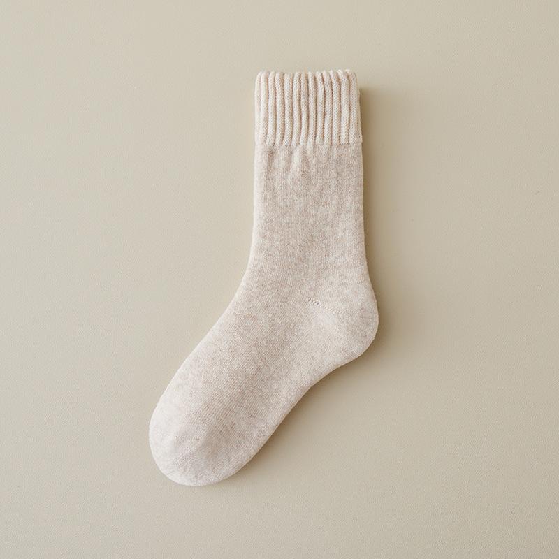 5 Pairs solid Color Hairy Soft Mid Tube Stockings Floor Sleep Socks Women Winter Warm Thicken Snow socks