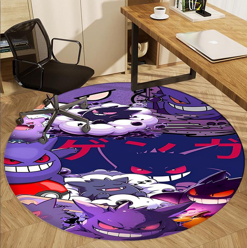 Gengar Pattern Round Rug, Indoor/Outdoor Mat, for Picnic, Gameroom, Bedroom, Office, Living Room, Home Decor Carpet, Birthday Gift