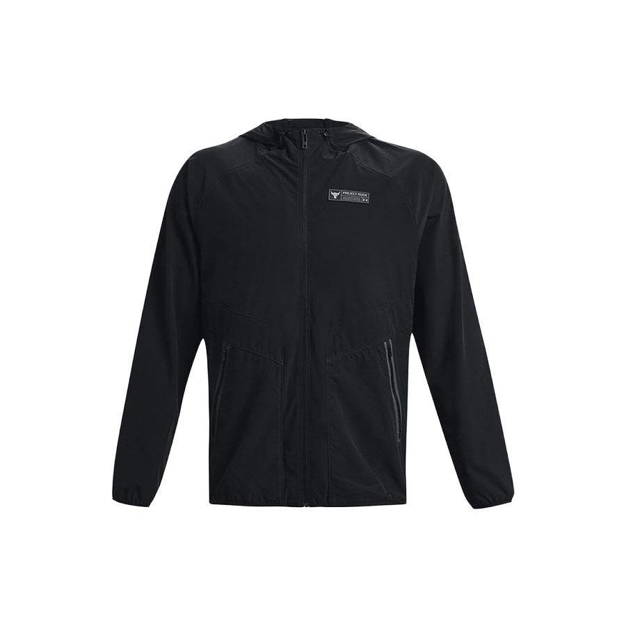 Under Armour Solid Color Zip-Up Hooded Casual Quick-Dry Waterproof Breathable Woven Jacket Men Black 1377425-001 XXL
