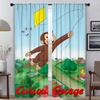 Curious George Curtains for Living Room Curtain Halloween Decoration Partition Home Interior Curtains 2 Pieces Shades Kitchen