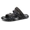 Men's Beach Sandals Fashion Plaid Breathable Casual Shoes Slip-On Summer New Youth Slipper for Men Two Threading Methods