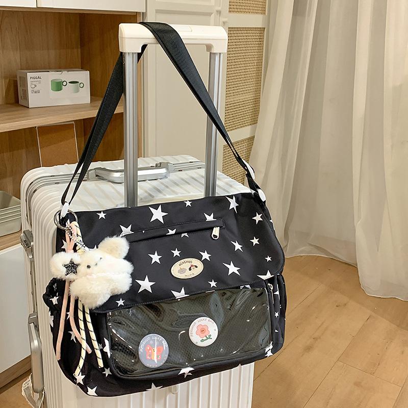 

women s 2025 new Korean version of large-capacity student tote bag lightweight and versatile junior high school student shoulder bag single bag чорний