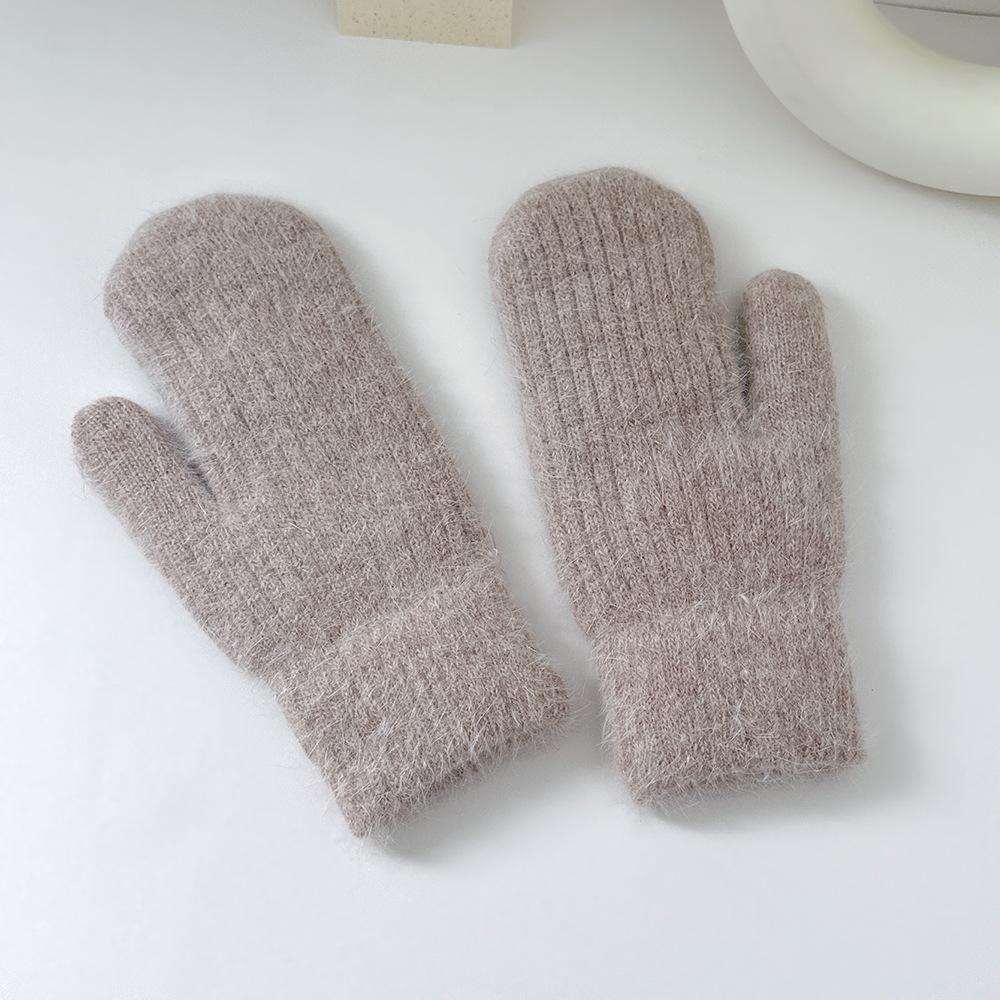 

Женские милые и модные вязаные зимние варежки с мягкой подкладкой перчатки One Size кофейный