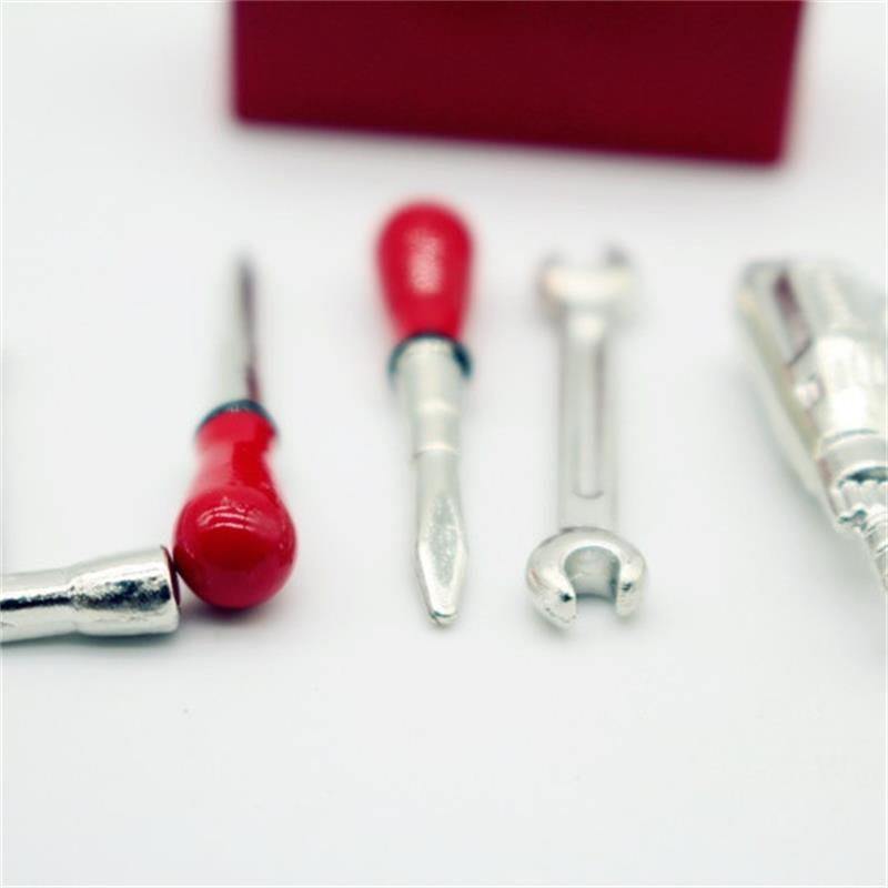Dollhouse Drill Repair Tool Wrench Five-Piece Set Miniatures Model Accessories Of Doll House Decor Kids Pretend Play Toys Gifts
