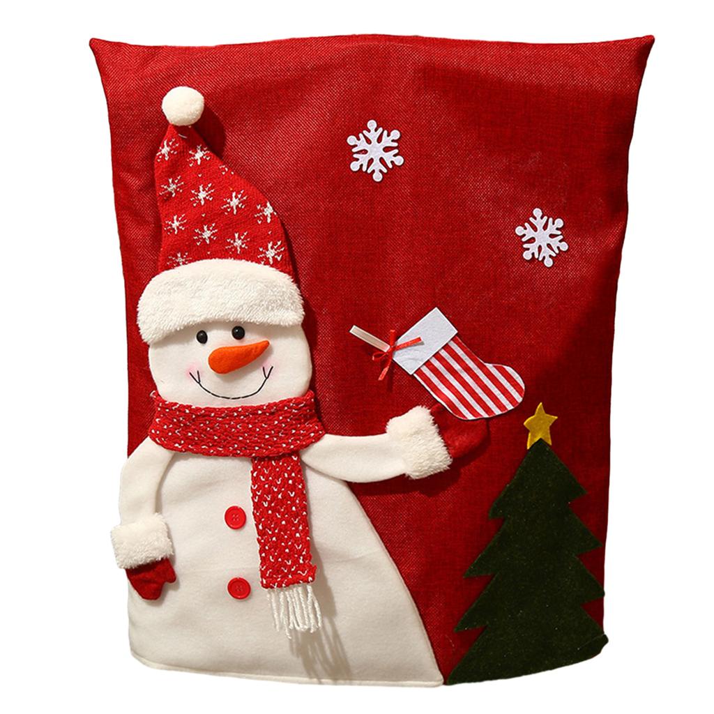 Christmas Chair Covers Cute Cartoon Santa Chair Back Decor for New Year Dining Slipcovers Dinner Banquet Holiday Party