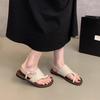 Linen toe sandals women's summer wear Mori retro toe Roman shoes vacation wind travel flat beach shoes