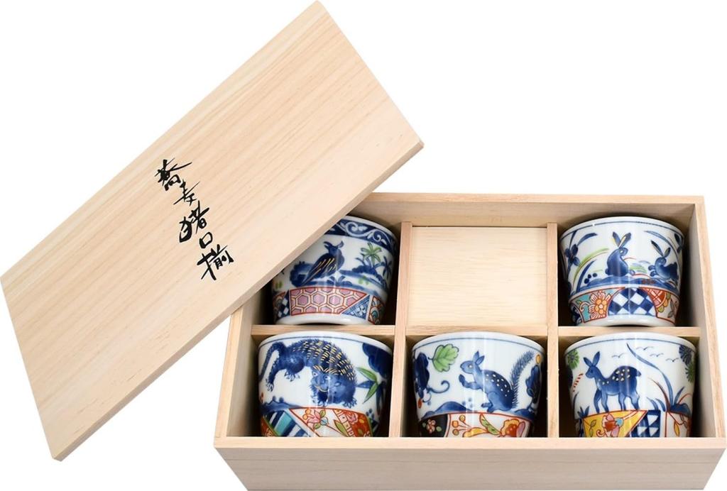 Ceramic Ai Yumin Soba Sake Cup Set of 5 W28 D16 H9 41075 5, Colors, Size Approx.