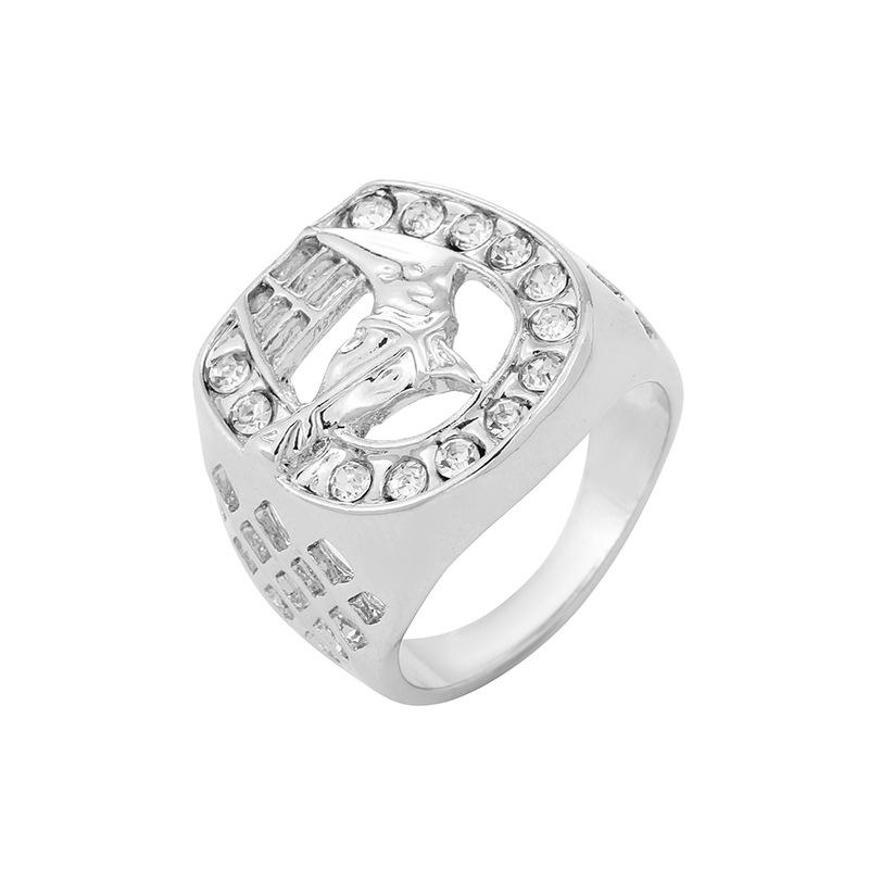 

Новое хип-хоп мужское кольцо с головой лошади, инкрустированное бриллиантами No. 11 серебряный