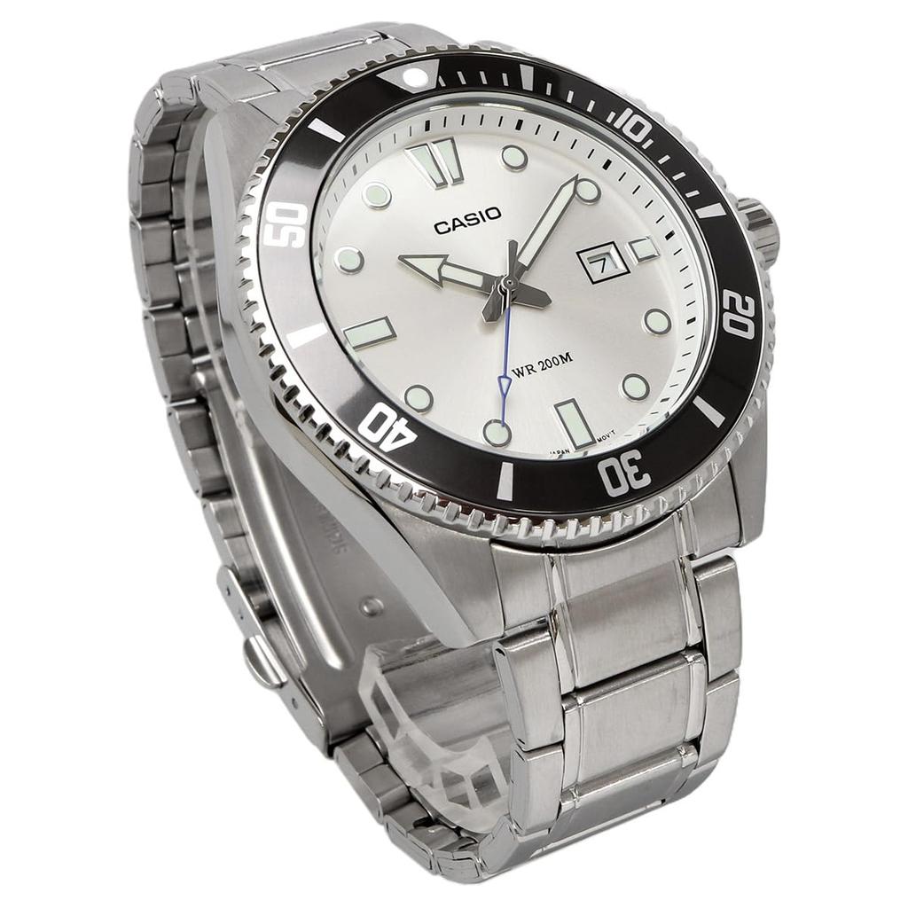 Casio Analog Dive Watch Duro Stainless Steel Silver Dial MDV-107D-7AV