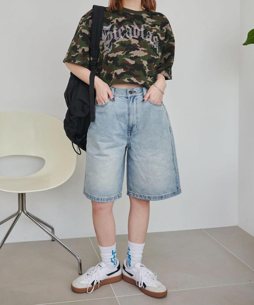 WEGO Vintage Wash Denim Light Denim Women's Shorts, Medium,