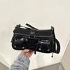 Trendy Textured Underarm Motorcycle Baguette Bag for Women 2025 – Versatile Crossbody and Shoulder Design