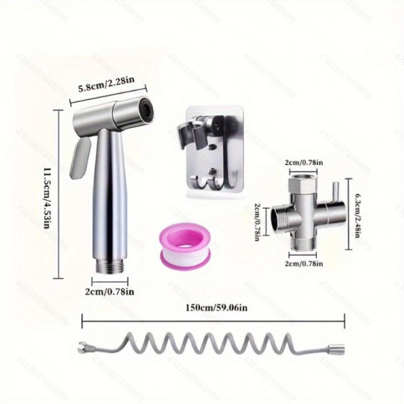 Women's Bidet Sprayer Set: High-Pressure Booster Faucet, Shower Head, and 304 Stainless Steel Toilet Splitter.