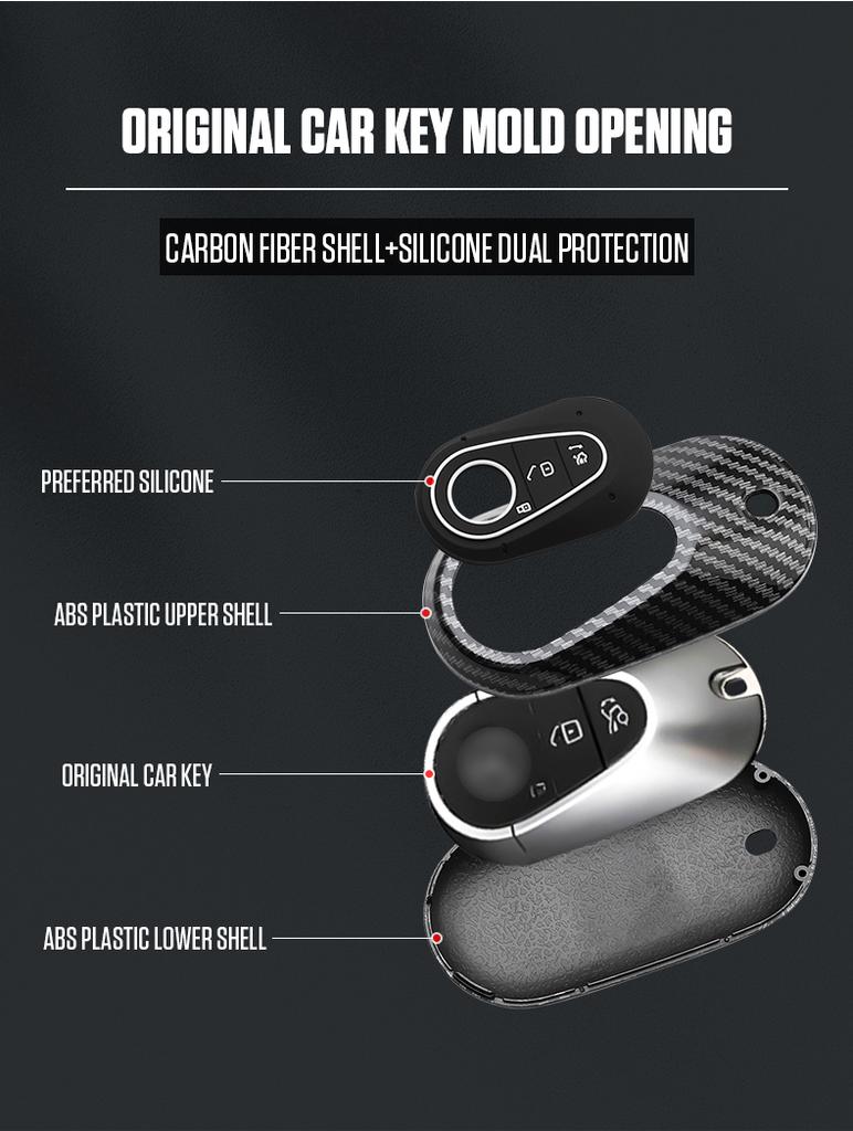 Interior Mouldings Carbon Fiber Car Key Case Cover For Mercedes Benz C E S Class GLC W206 W223 W214 E300 C260 C300 S450 S500 S40