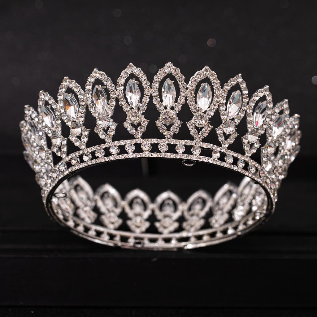 Crystal Rhinestone Round Crown Tiara Hair Jewelry Wedding Hair Accessories Bridal Hair Jewelry Queen Party Crown and Tiaras Gift