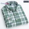 Cotton Linen Long Sleeve Shirts for Men Business Casual Plaid Shirt Male Breathable Summer  With Front Pocket