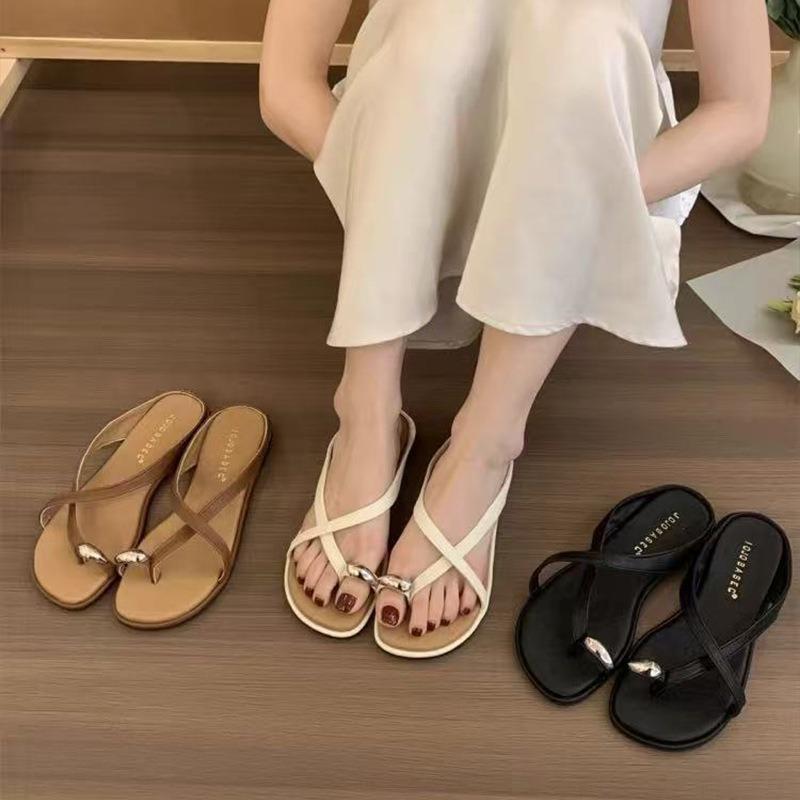 Retro brown premium open-toed sandals fairy shoes new summer flat-bottomed vacation cool slippers