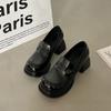 Vintage Patent Leather Platform Women Jk Pumps Shoes Fashion Shallow Slip On Shoes 2025 Spring Autumn Thick Heel Shoes