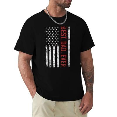 Best Father Ever Vintage Flag T-Shirt, Father's Day Dad Short Sleeve Tee