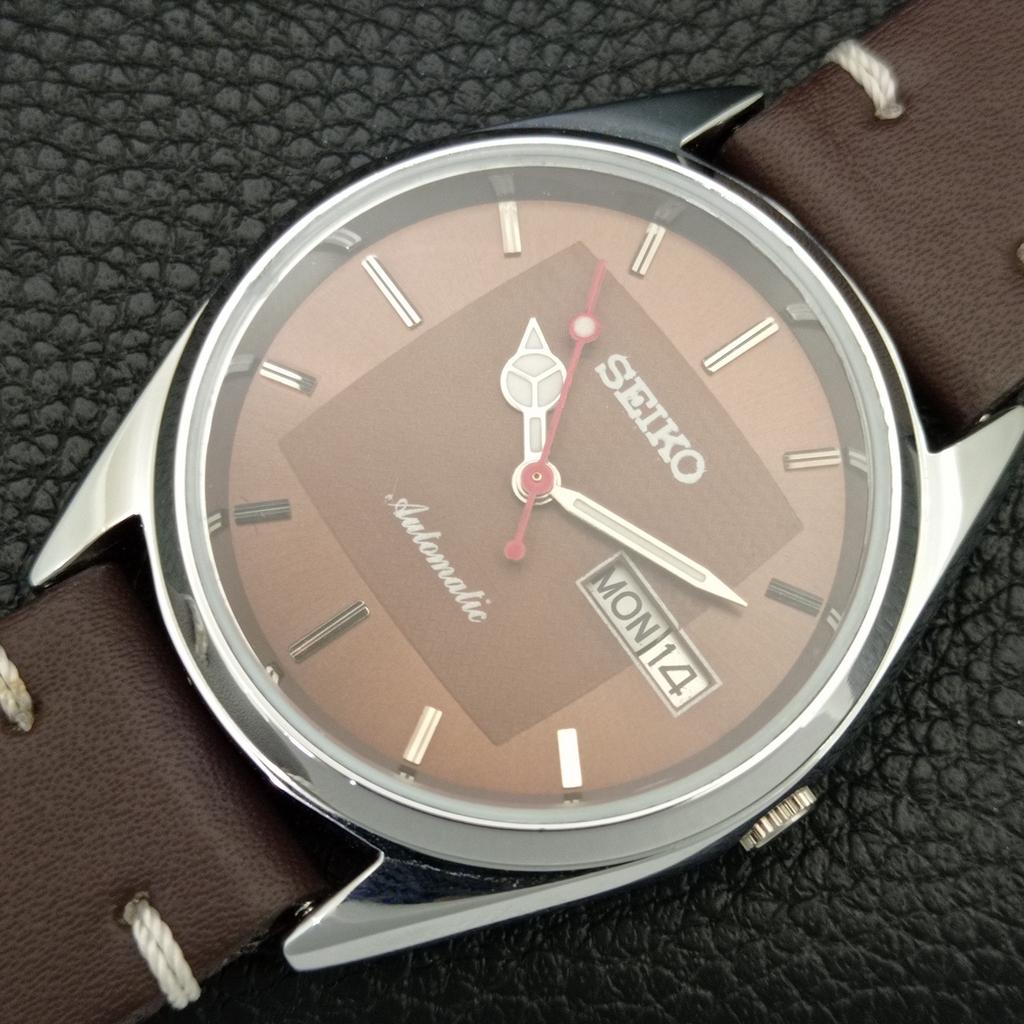 VINTAGE REFURBISHED SEIKO AUTOMATIC 6309A JAPAN MENS BROWN DIAL WATCH a443234-1