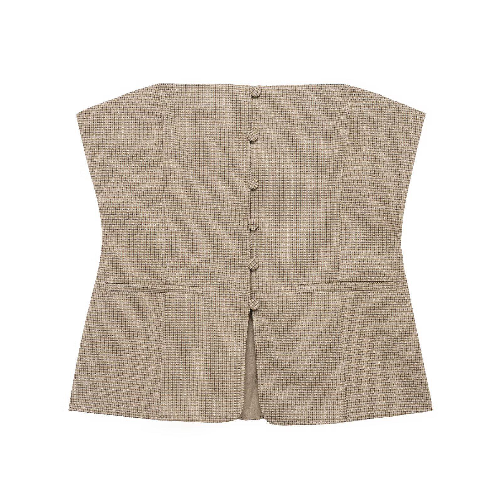 

TAOP&ZA Женский сексуальный облегающий клетчатый топ-бандо на бретелях весна/лето Small