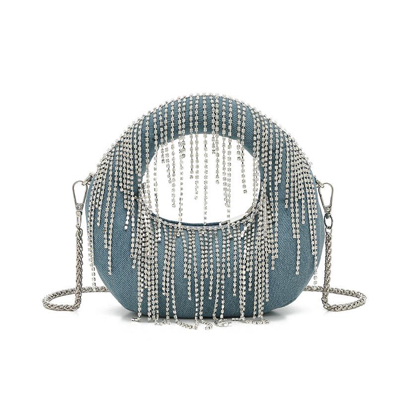 Nische 2024 Volldiamant Knödel Handtasche für Damen: Vielseitige Strass-Socialite-Abendtasche