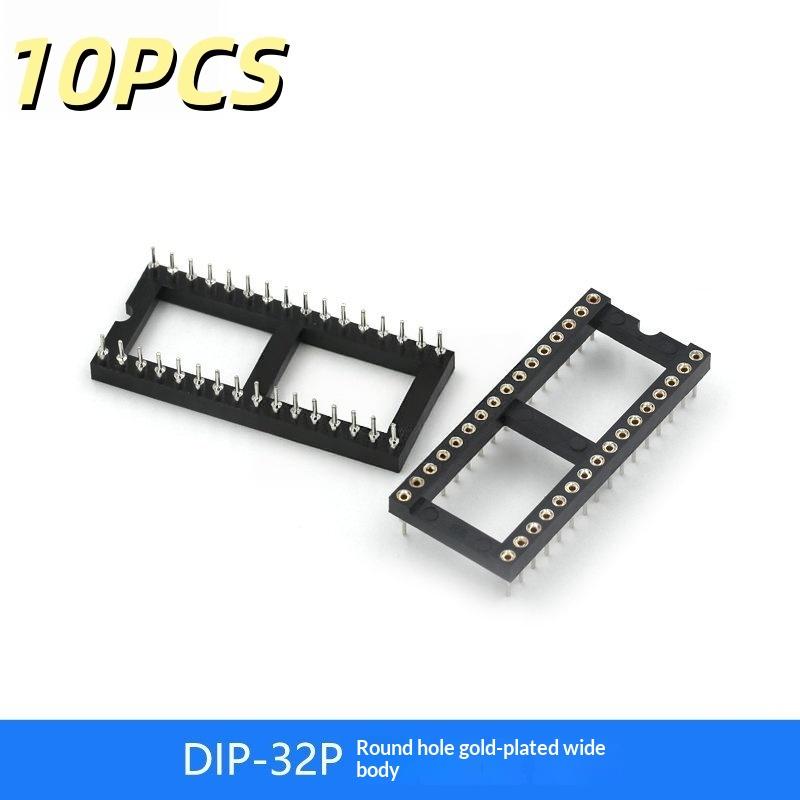 10Pcs Dip6 Dip8 Dip14 Dip16 Dip18 Dip20 Dip28 Dip40 Pins Round Hole Ic Socket Connector Dip 6 8 14 16 18 20 24 28 40 Pin Sockets