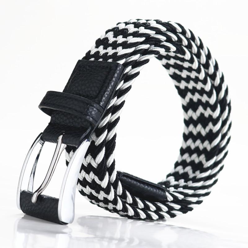 Men'S Braided Belt Elastic Elastic Canvas Belt Unisex No Punch Women'S Belt