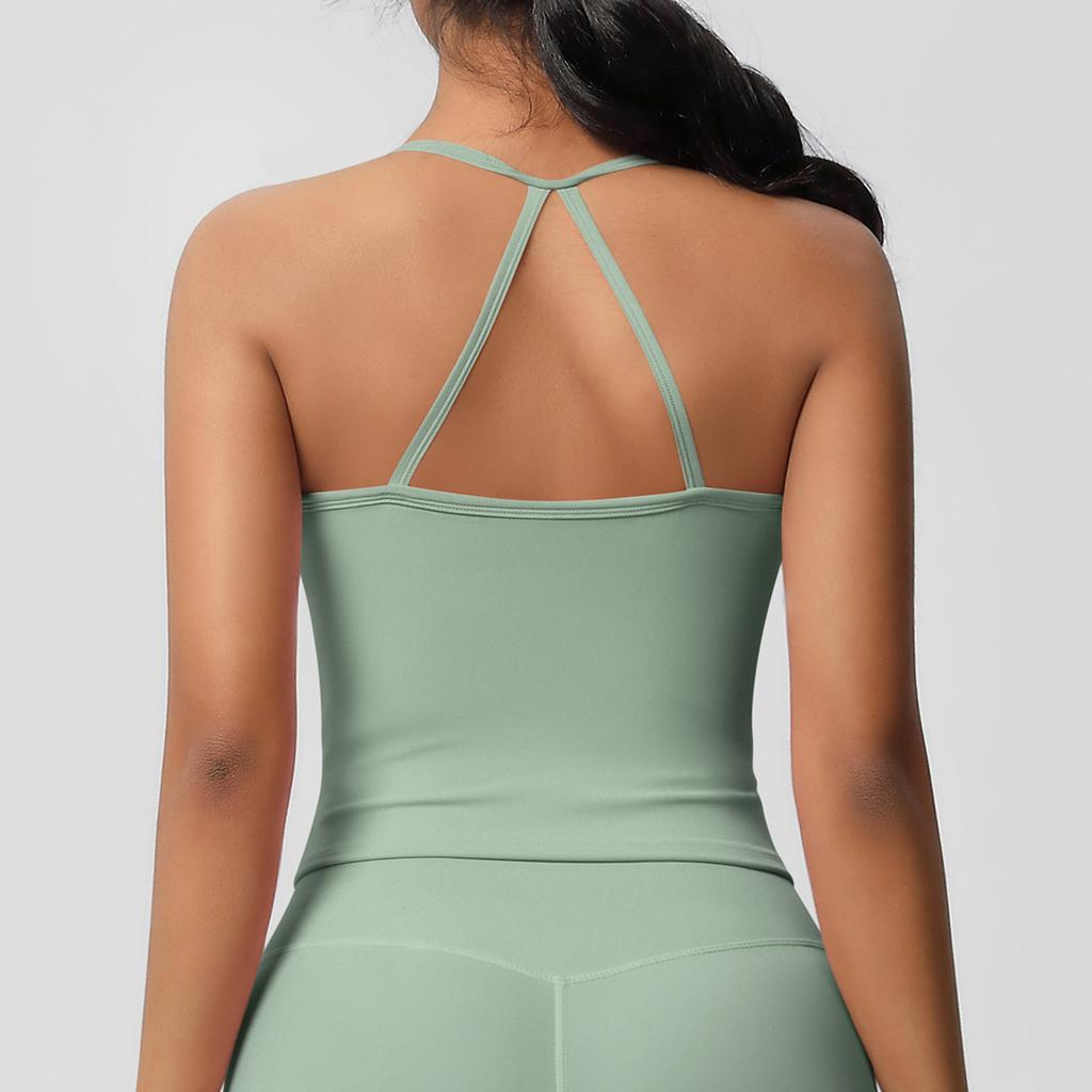Double Sided Brushed Solid Color Tight Back Long Sports Bra, Running Fitness Yoga Suit, Vest For Women
