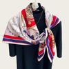Temperament navy blue beige twill smooth silk scarf square scarf 91cm versatile square scarf shawl spring and autumn new scarf