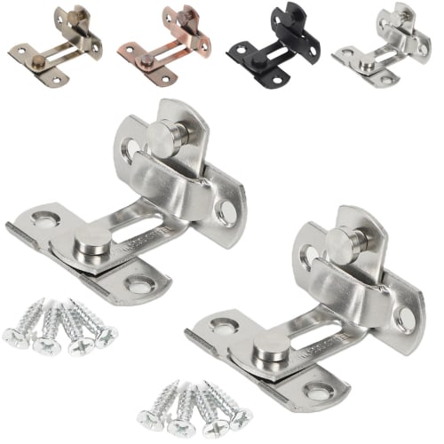 

fogman Дверная защелка, 90 градусов, Раздвижная дверь, Замок, Прямой угол, Выберите цвет и размер, Набор из 2 штук (Серебристый, Маленький)