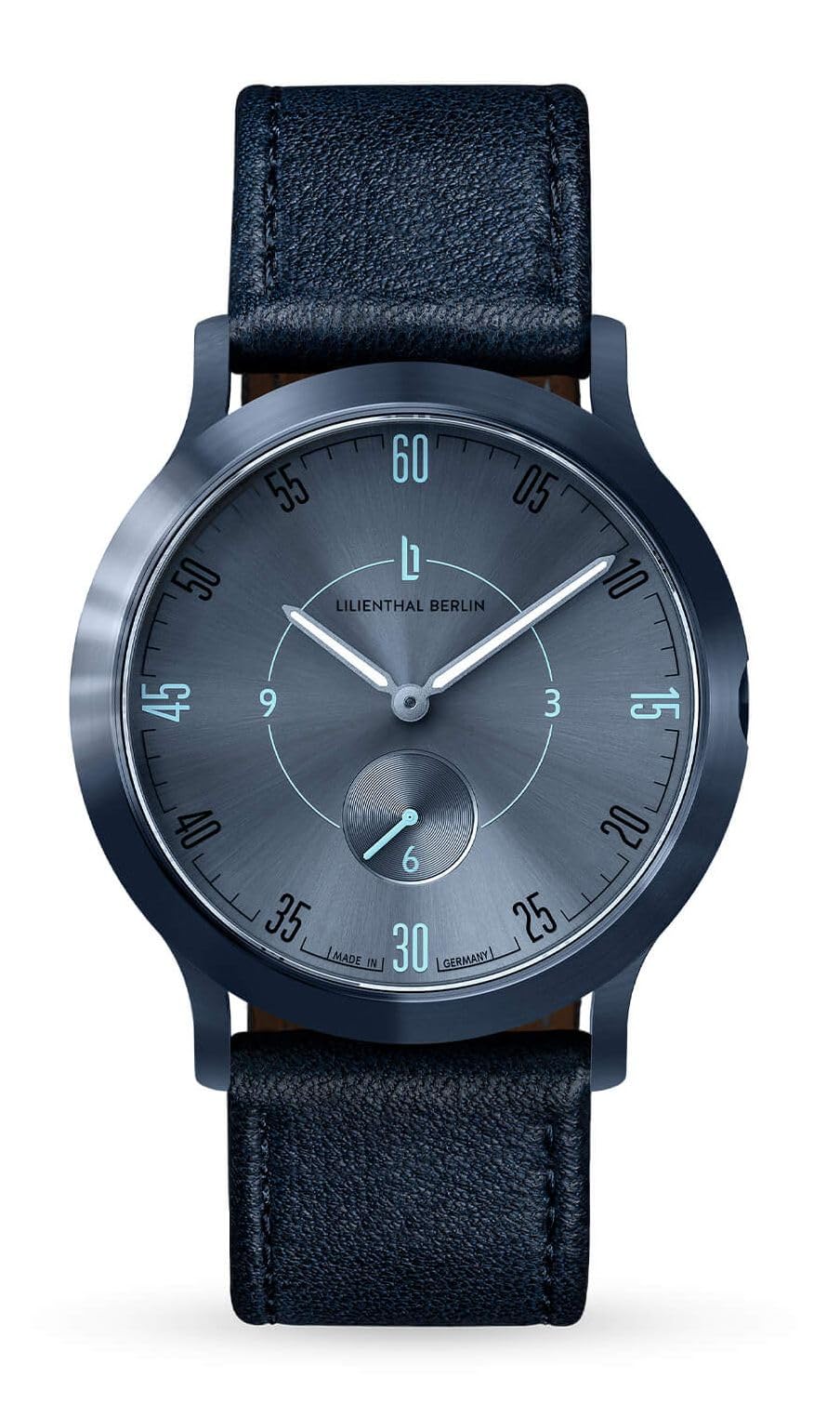 

Годинник Lilianthal Berlin з маленькою секундною стрілкою, зроблений в синьому кольорі, чоловічий, Німеччина, L01-212-B003J, синій