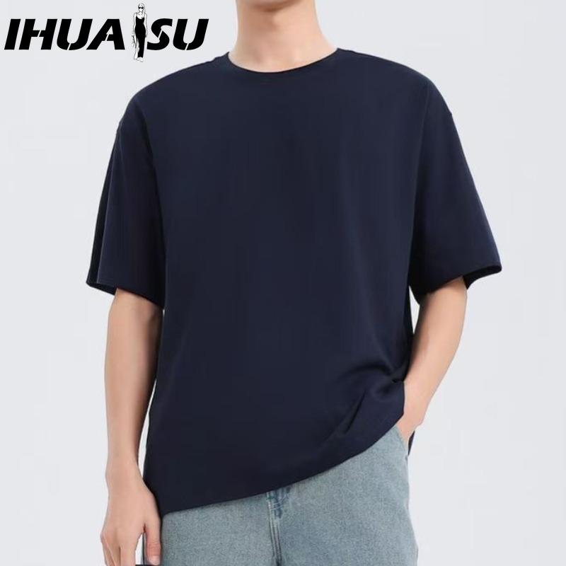 IHUASU Kurzarm-T-Shirt aus Baumwolle für Herren, modisch, lockeres Halbarmhemd, bedrucktes mitfühlendes Hemd