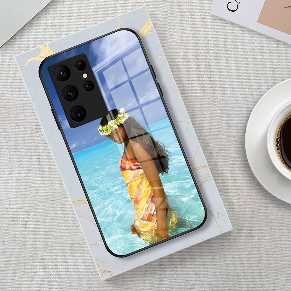 H-Hinano Tahiti Girl Beach Phone Case For Samsung S26 S25 Edge Ultra 23 22 21 20 Ultra Plus S24 Fe Glass Cover