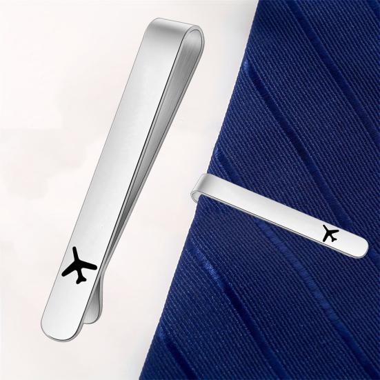 1/2/3/4/5Pcs Tie Clip Airplane Pattern 304 Titanium Steel Tie Clips Nickel-Free Finish Business Meeting Tie Clip Men Weddings Daily Wear