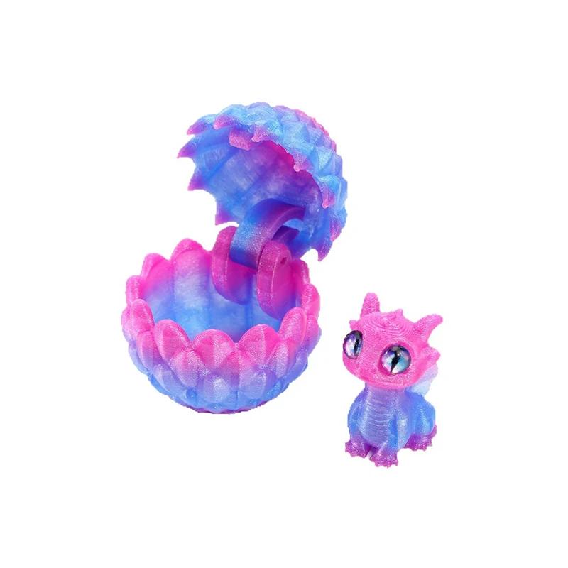 Q Version Creative 3D Printable Hatchable Mini Dragon Egg Set Hatchling Model Halloween Easter Gifts & Desktop Decorations