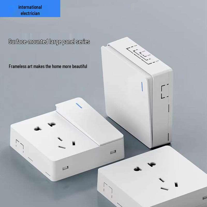 Priză electrică ultra-subțire de 16A cu montaj aparent cu panou de perete cu cinci găuri pentru uz casnic și pentru aparat de aer condiționat