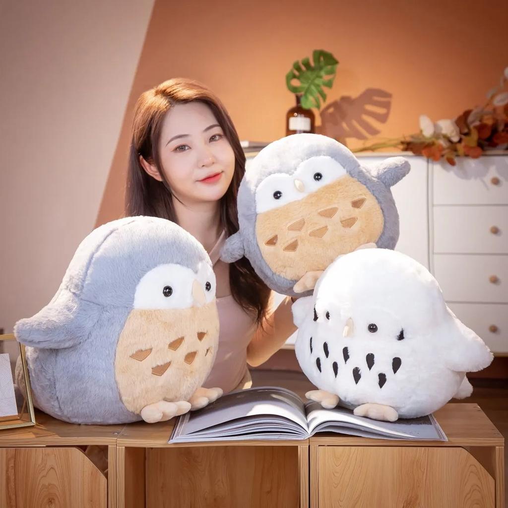 35-45CM Cartoon Round Rolling Owl Stuffed Animal Plush Toy Cartoon Bird Children's Sleeping Doll Christmas Gift