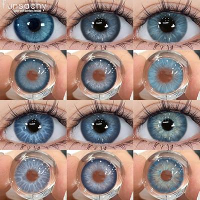 FUNSACHY Lot de 2 lentilles de contact de couleur bleue Lentilles de contact naturelles pour les yeux Belles lentilles pour les yeux Pupilles cosmétiques Lentilles de couleur verte